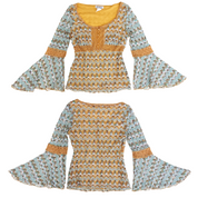 Vintage Crochet Bell Sleeve Top (M)