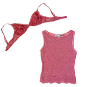 Sheer Rosy Pink Top + Bralette Set (S)