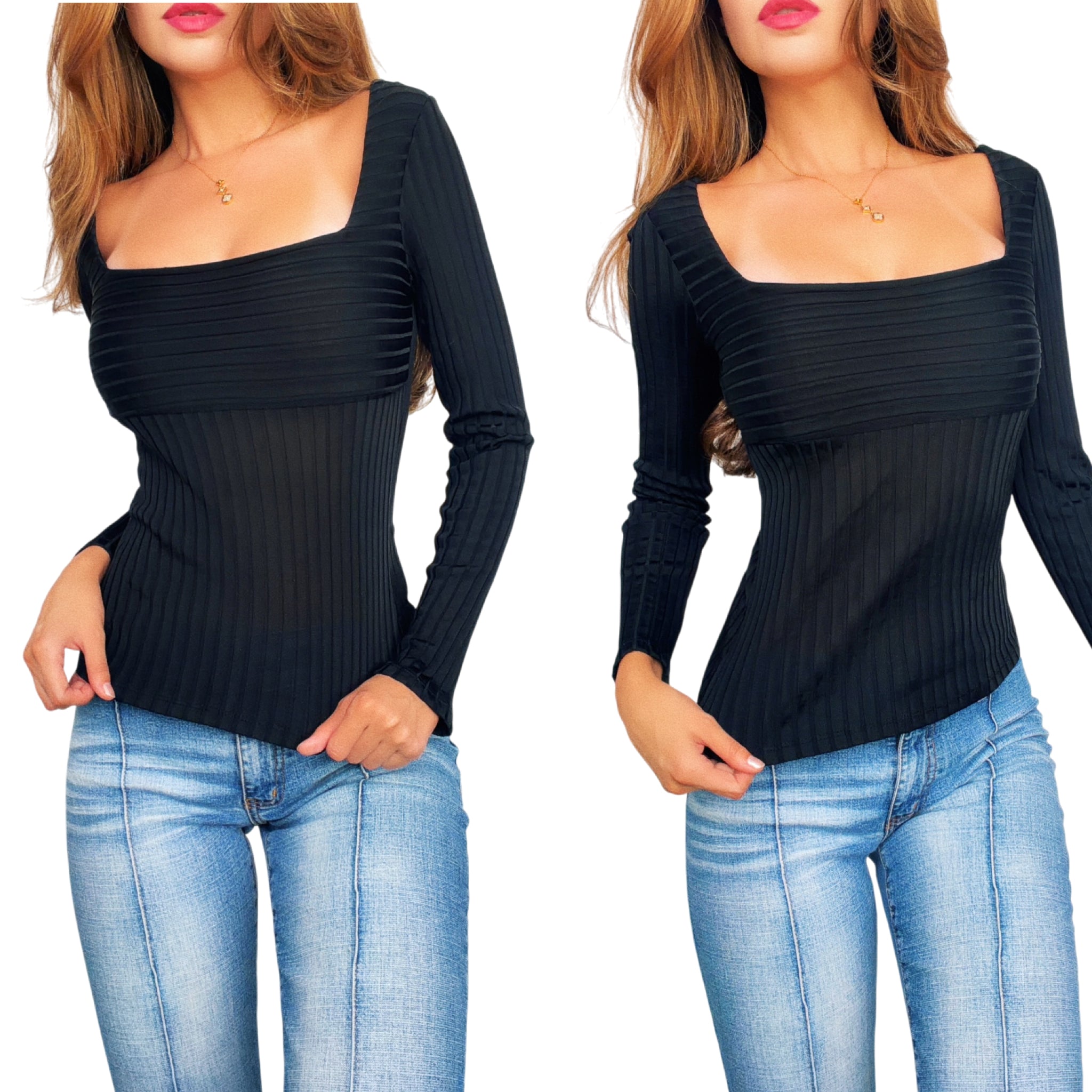 Versace Jeans Sheer Ribbed Top (XS)
