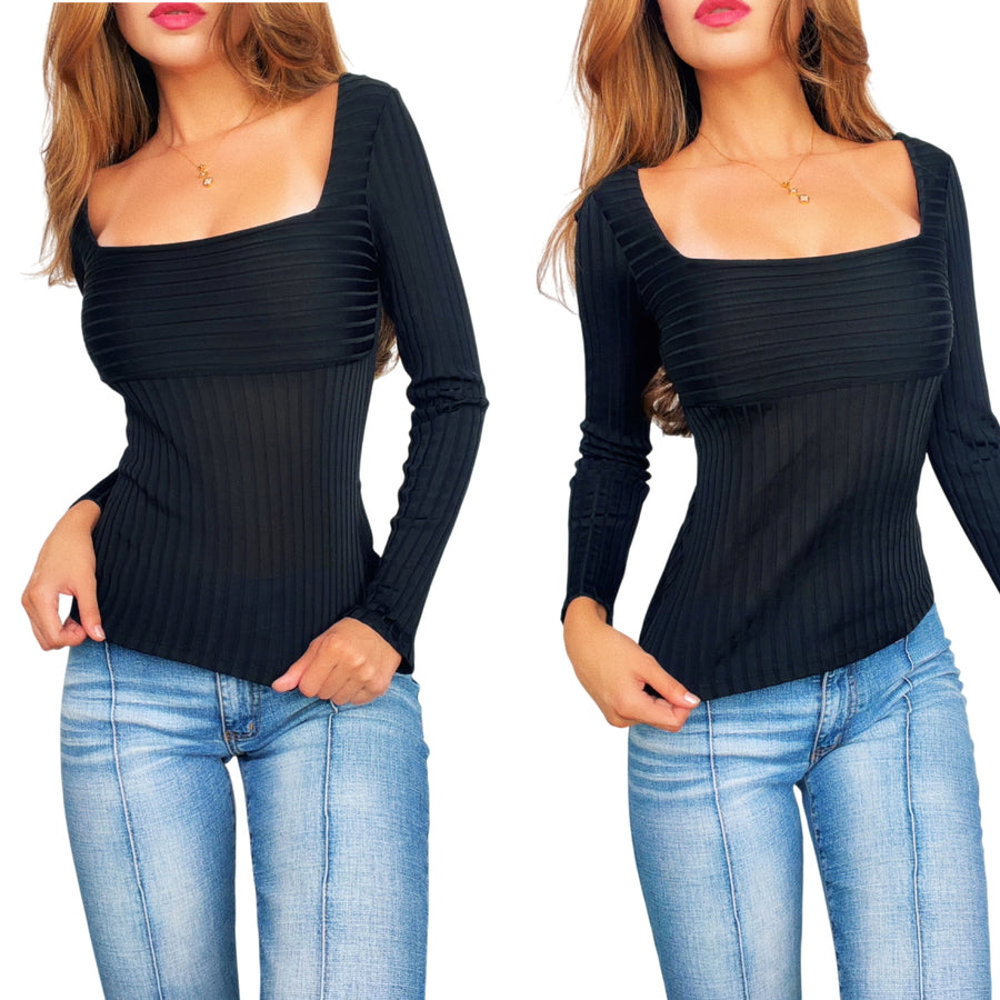 Versace Jeans Sheer Ribbed Top (XS)