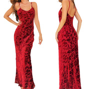 Vintage Red Silk Velvet Burnout Gown (S)