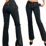 Early 2000s Jumbo Belt Jeans (S)