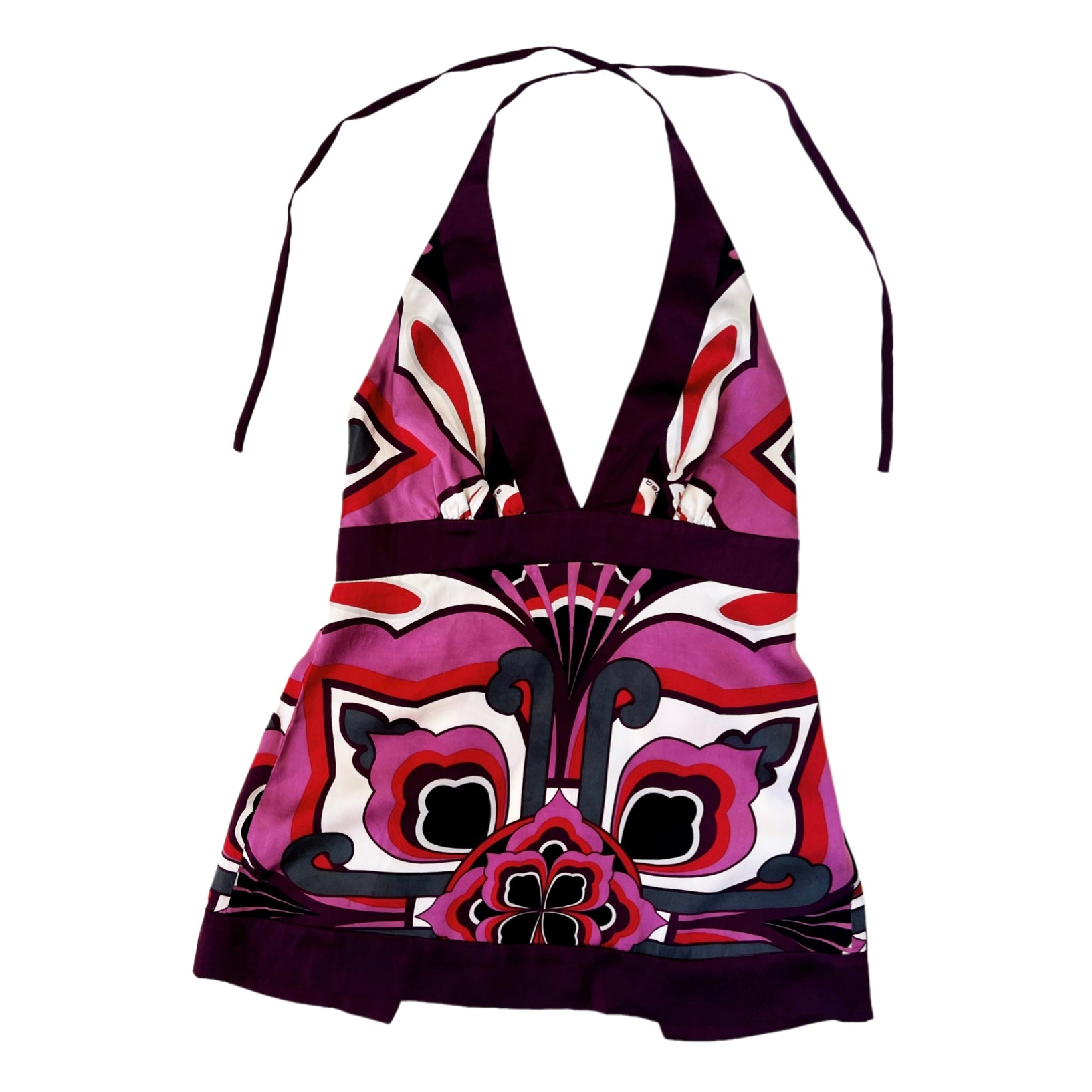 Bebe Purple Silk Halter Top (XS)