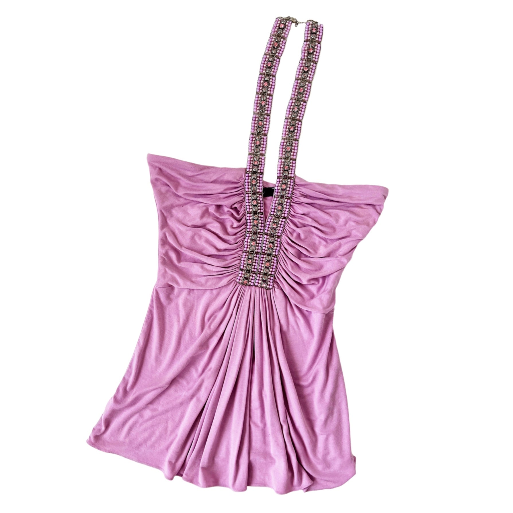 Vintage Slinky Beaded Halter Top (M)