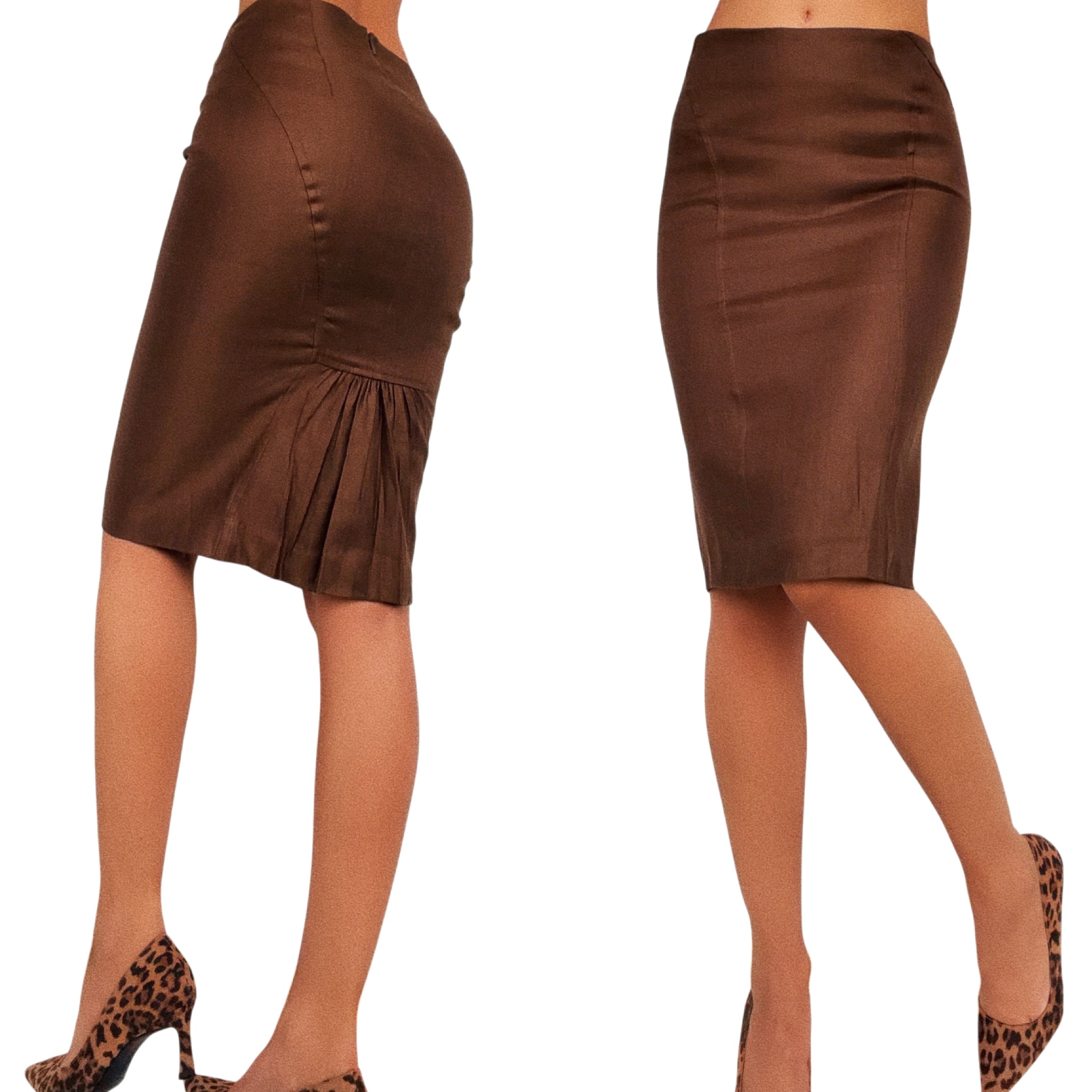 Bebe Brown Pencil Skirt (XXS/XS)
