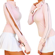 French Vintage Baby Pink Sweater Top (S)