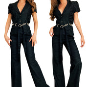 Charcoal Gray Belted Pantsuit (S/M)