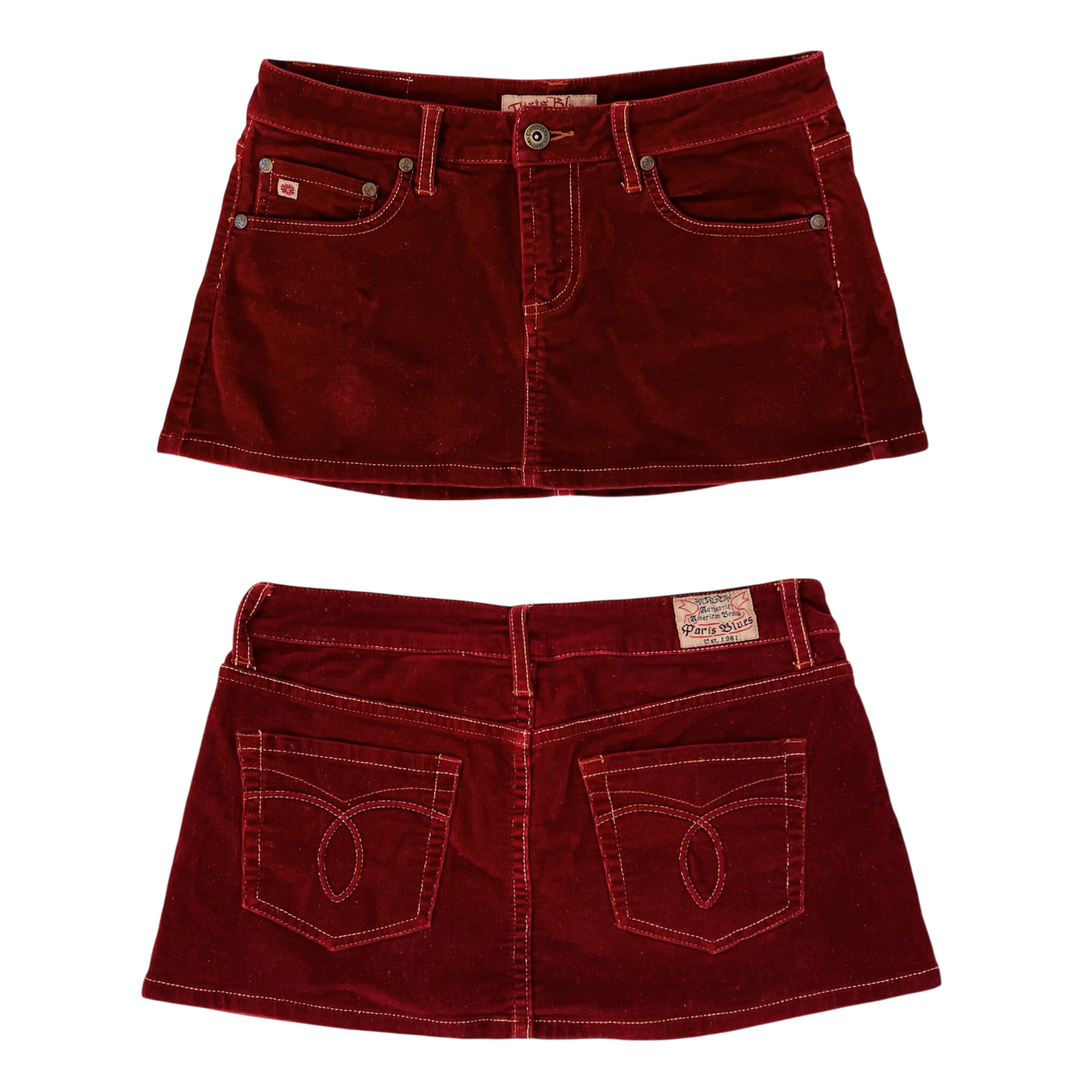Burgundy Corduroy Mini Skirt (XS)