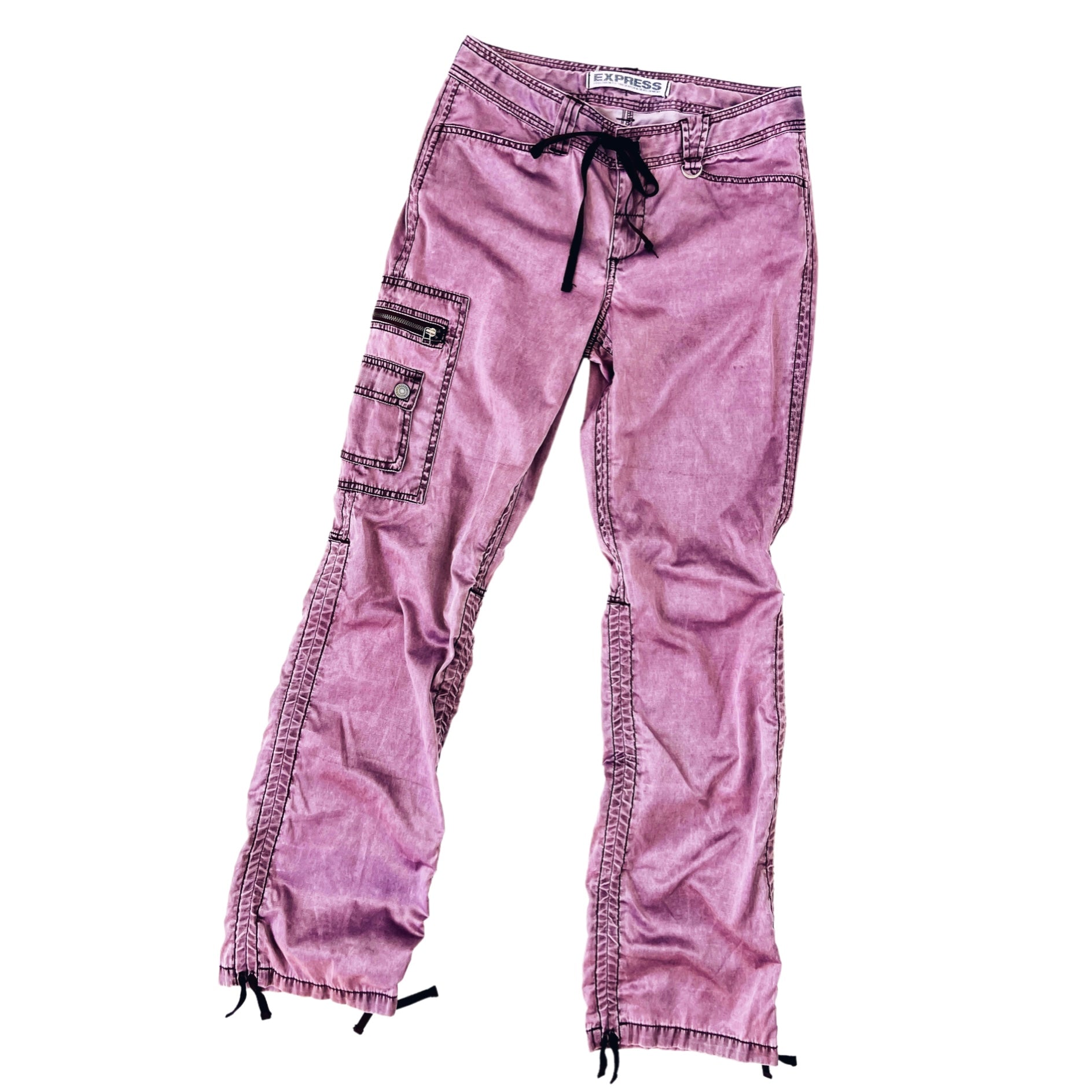 Plum Satin Cargo Pants (S)
