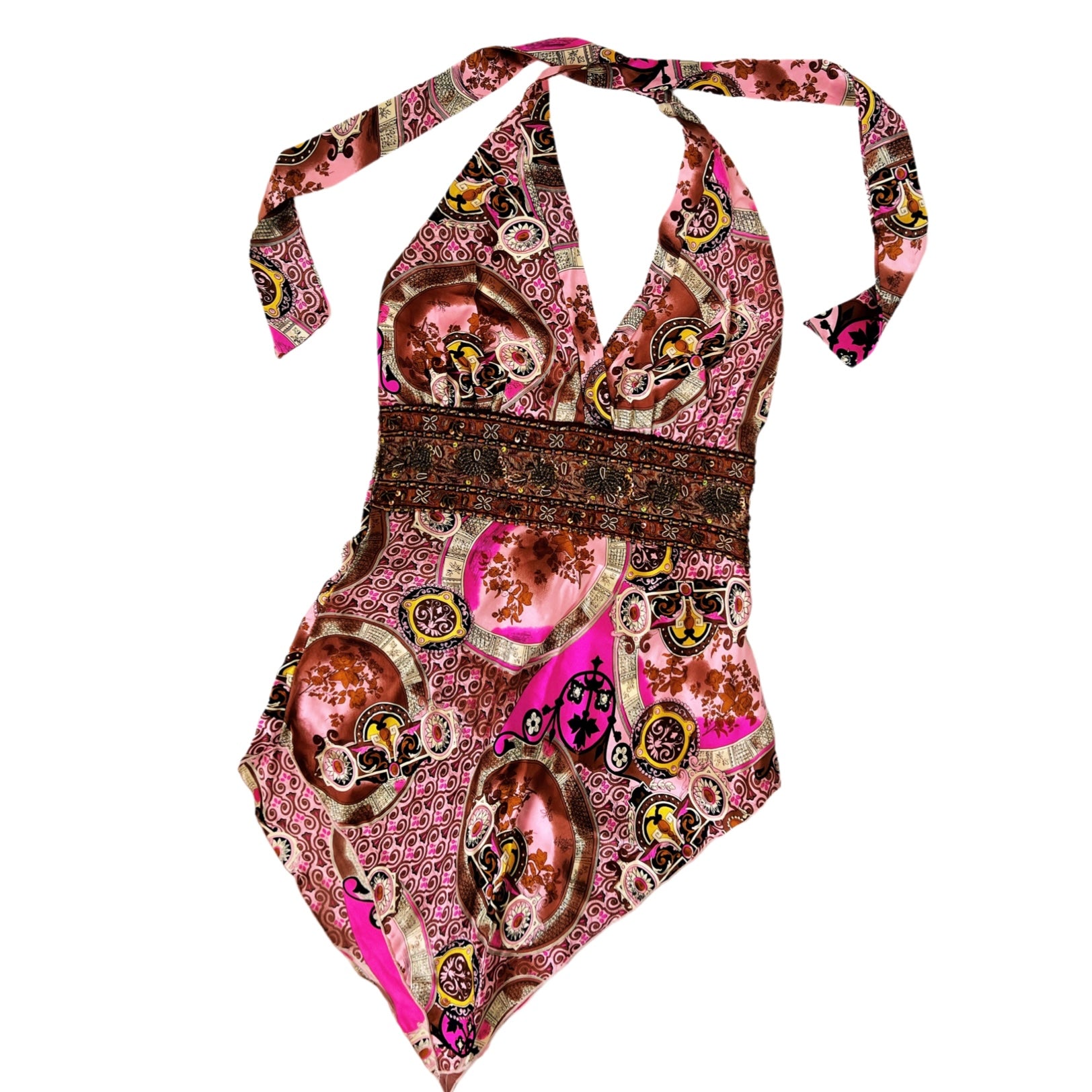 Beaded Silk Halter Top (S)