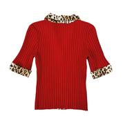 Cherry Red Leopard Top (M)