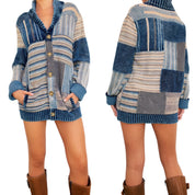 Chunky Knit Patchwork Cardigan (S)
