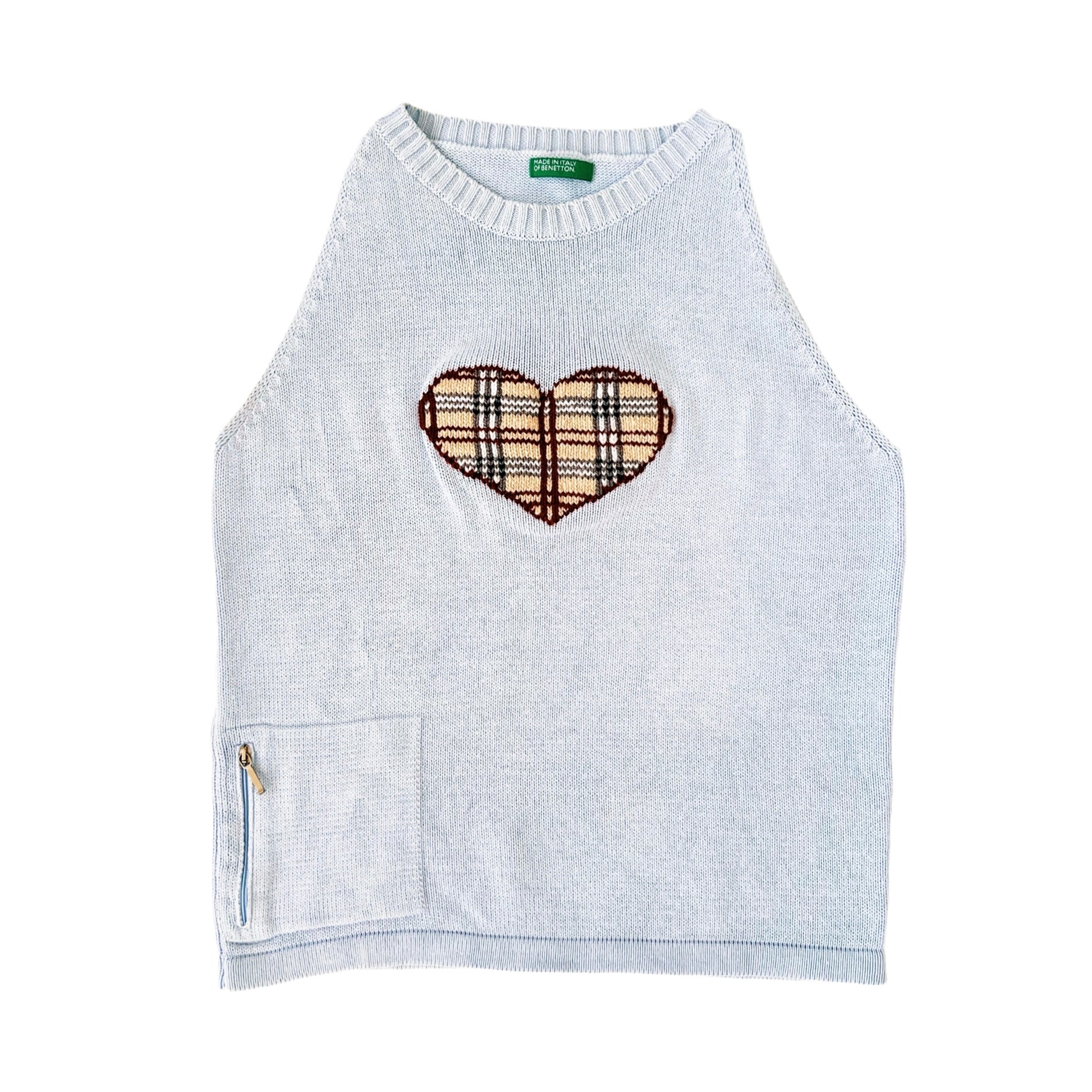Hand Stitched Plaid Heart Top (S)