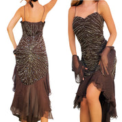 Scala Heavily Beaded Silk Dress & Shrug (M)