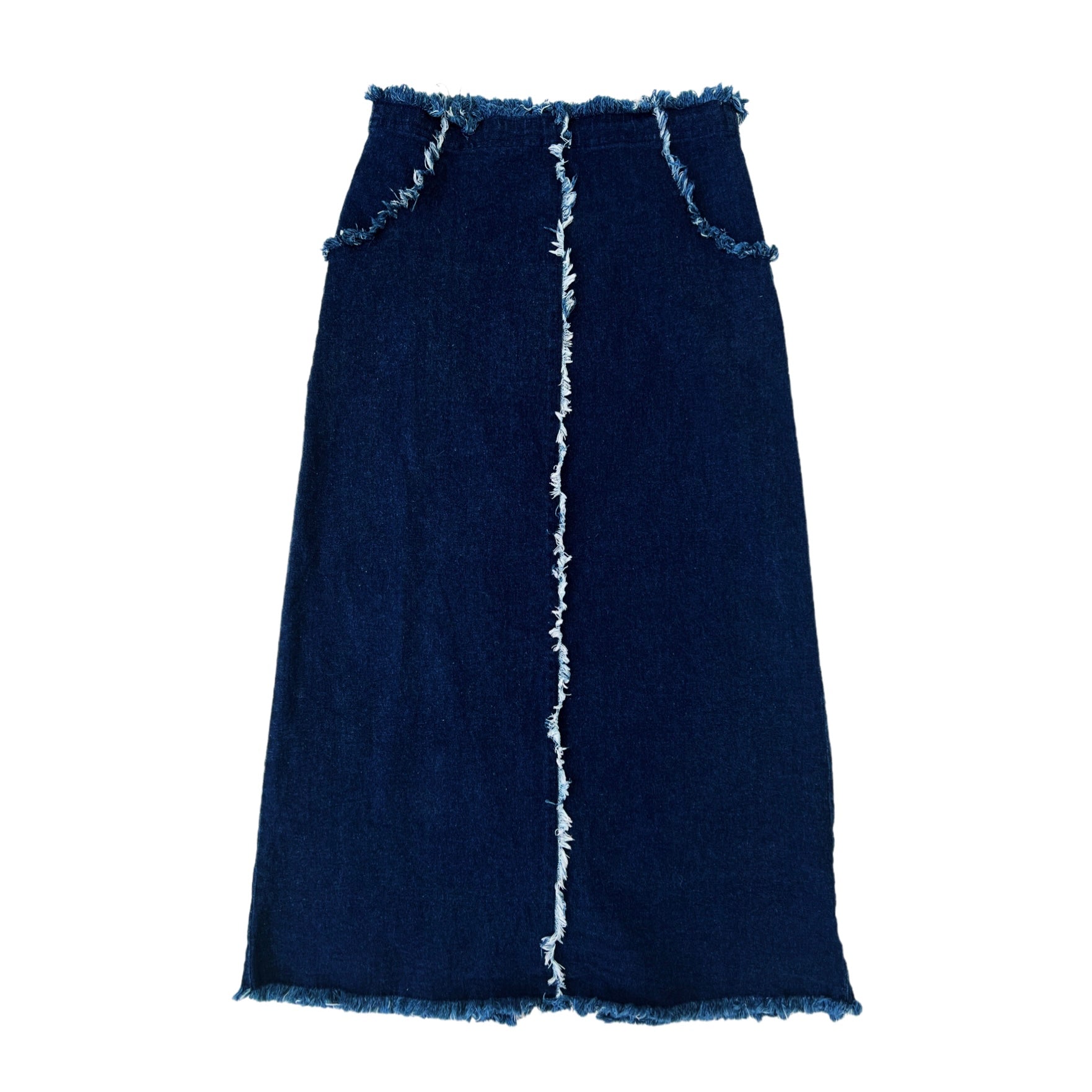 90s Distressed Denim Maxi Skirt (S)