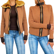 Miss Sixty Furry Knit Zip Up Cardigan (S)