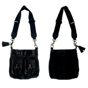 Gray Suede Leather Cargo Bag