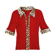 Cherry Red Leopard Top (M)