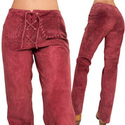 Brick Red Suede Leather Pants (XS)
