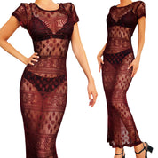 90s Sheer Burgundy Maxi Dress (XS/S)