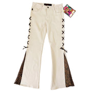 Early 2000s Lace Up Leopard Flares (S/M)