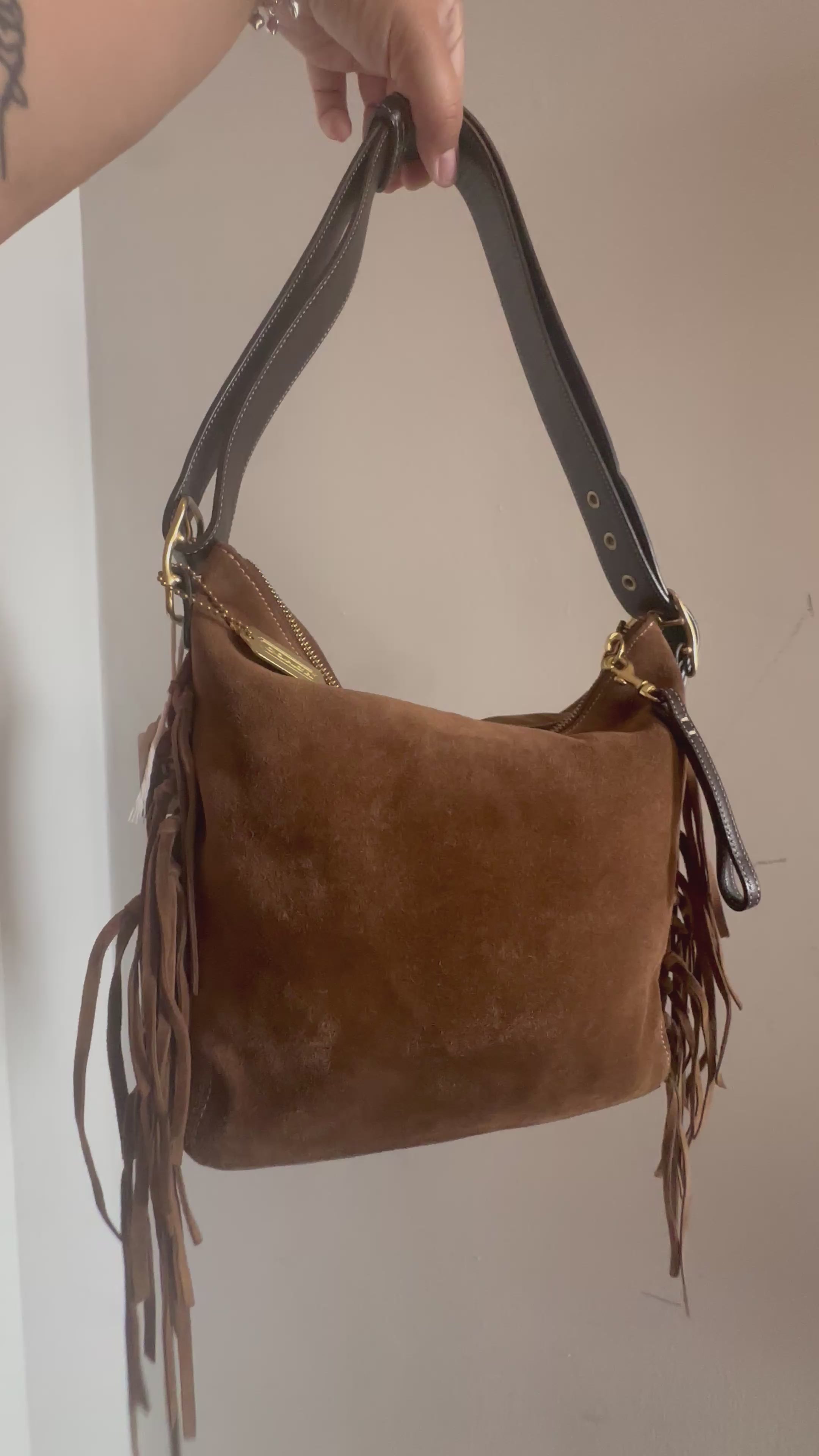 Vintage Brown Suede Coach Bag
