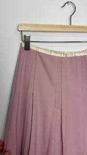 Vintage Blush Pink Pleated Midi Skirt (S)