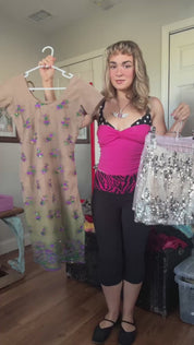 Embroidered Mesh Halter Top (XS/S)