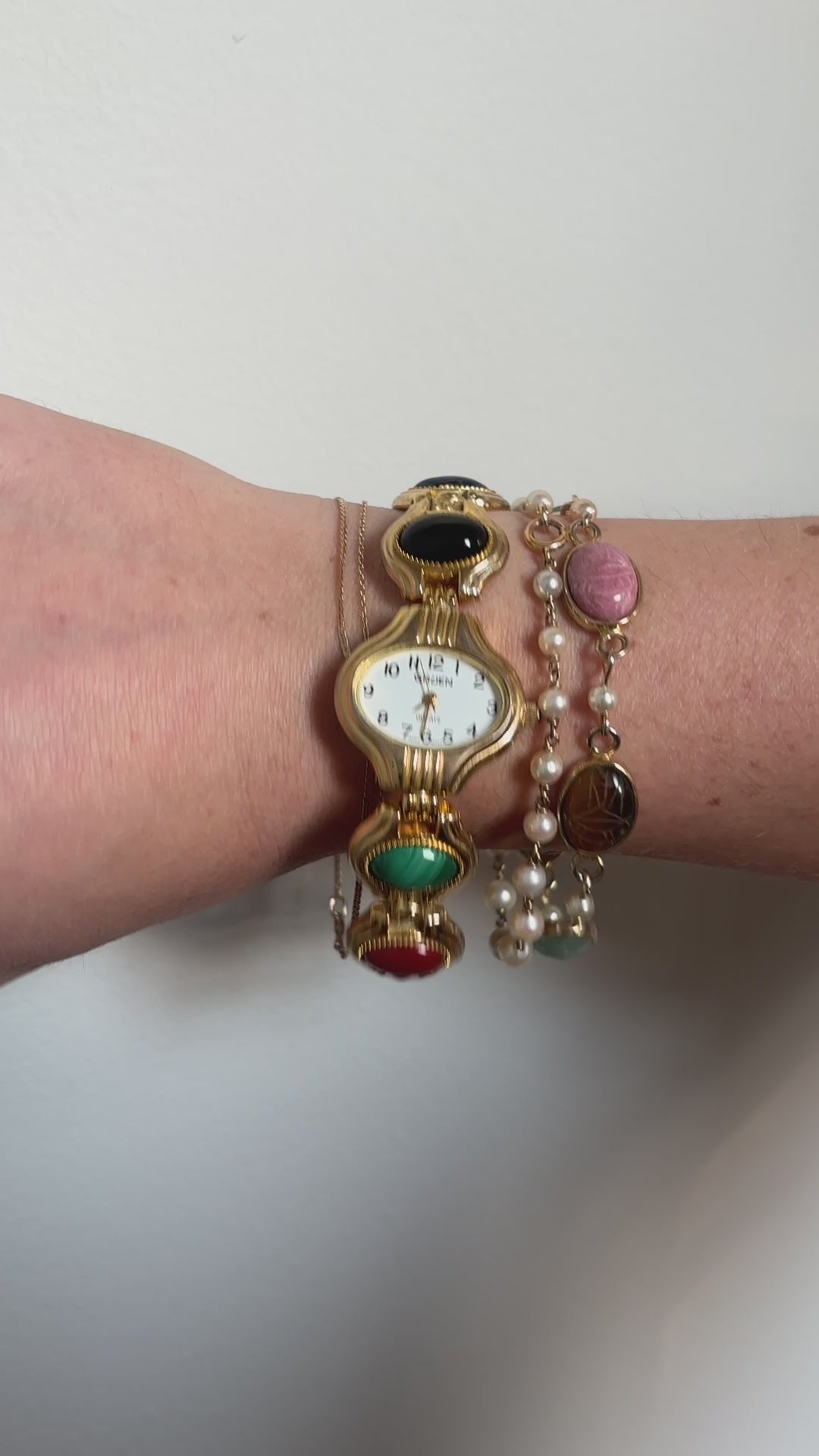 90s Scarab Stone Hidden-Dial Watch