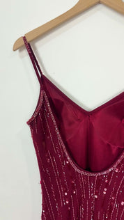 Sue Wong 90s Red Silk Flutter Gown  (S)