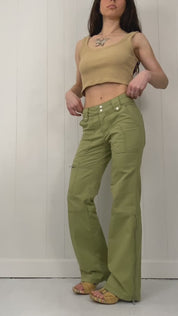 Green Zip-Flare Utility Pants (XS)