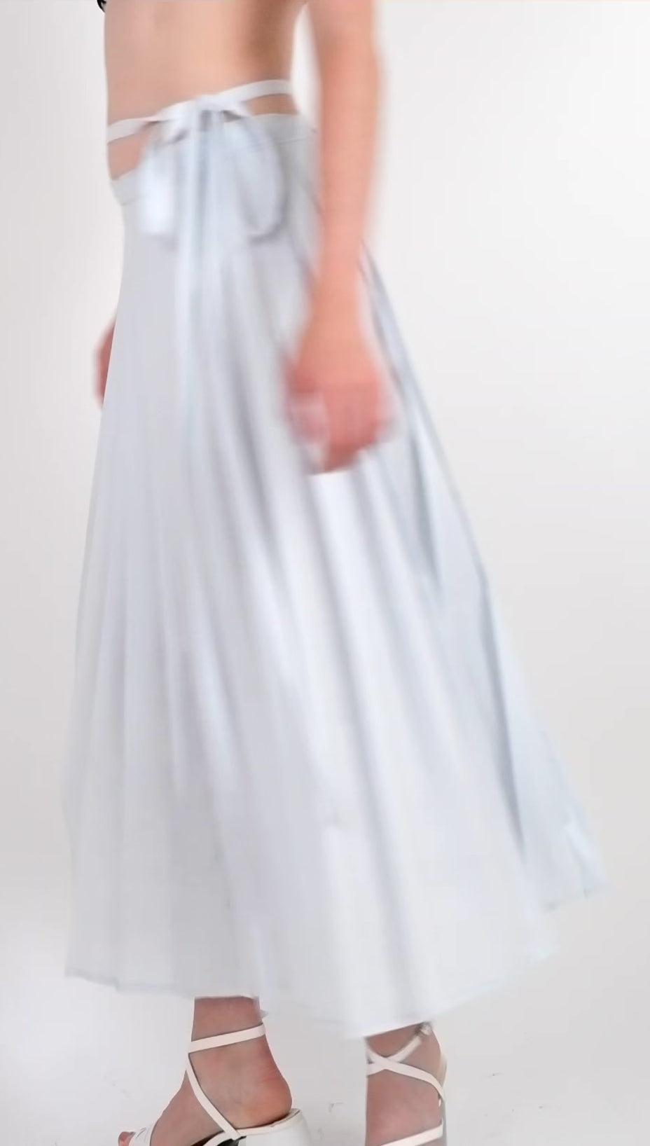 Baby Blue Pleated Wrap Maxi Skirt