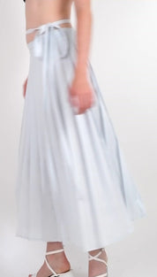 Baby Blue Pleated Wrap Maxi Skirt