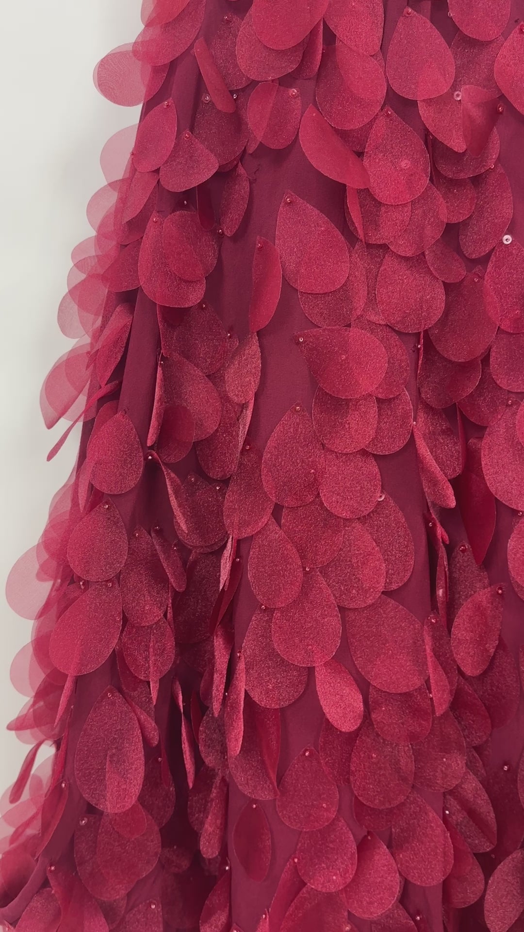 Sue Wong 90s Red Silk Flutter Gown  (S)