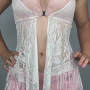 Lace & Fringe Open Belly Top (M/L)
