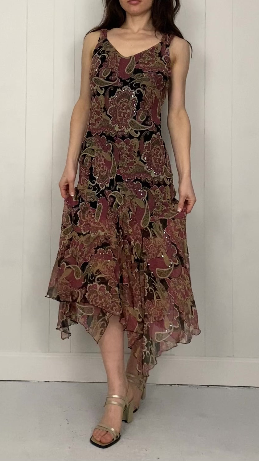 Silk Paisley Whimsy Dress (S/M)