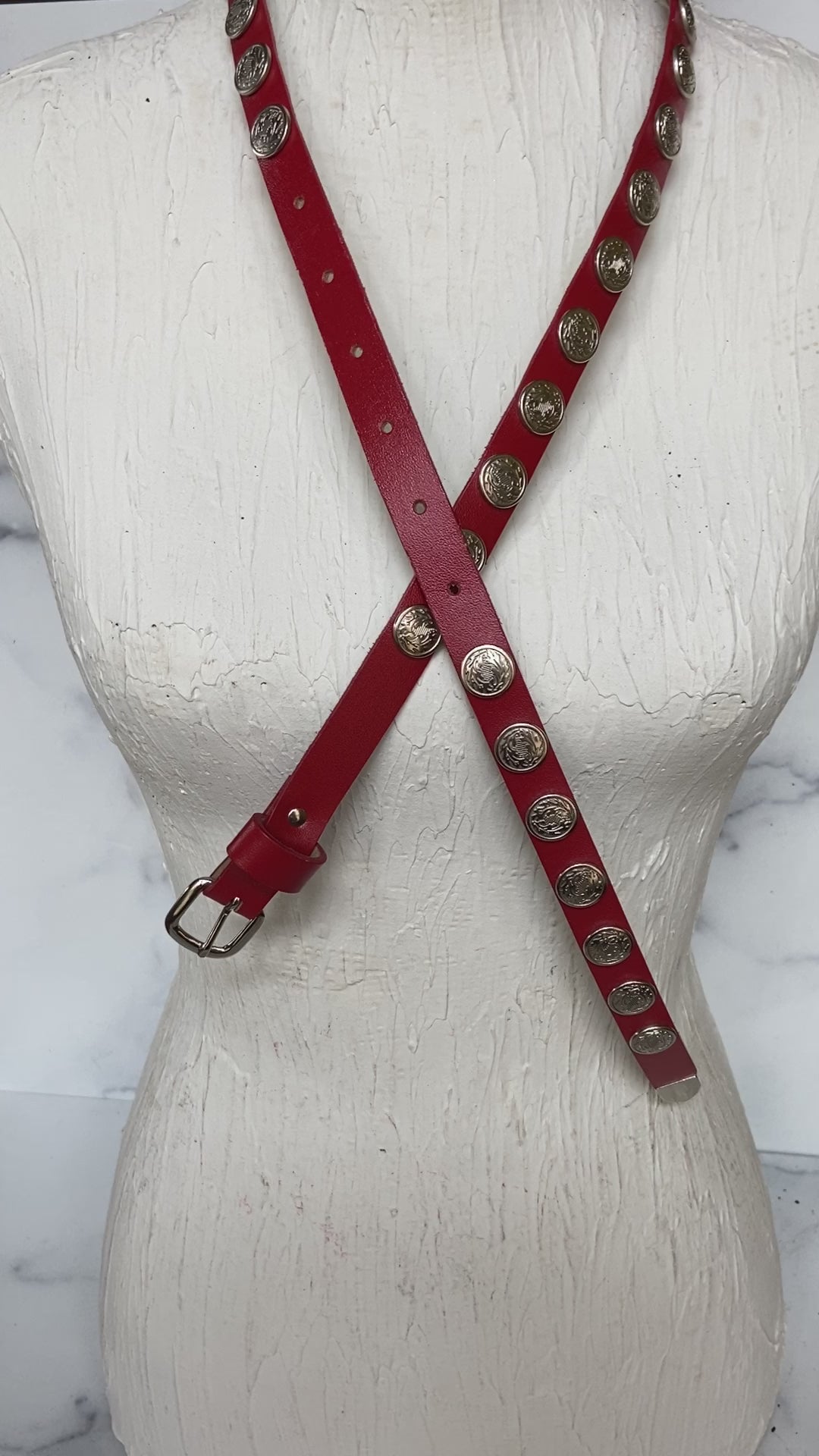 Red  silver skinny belt