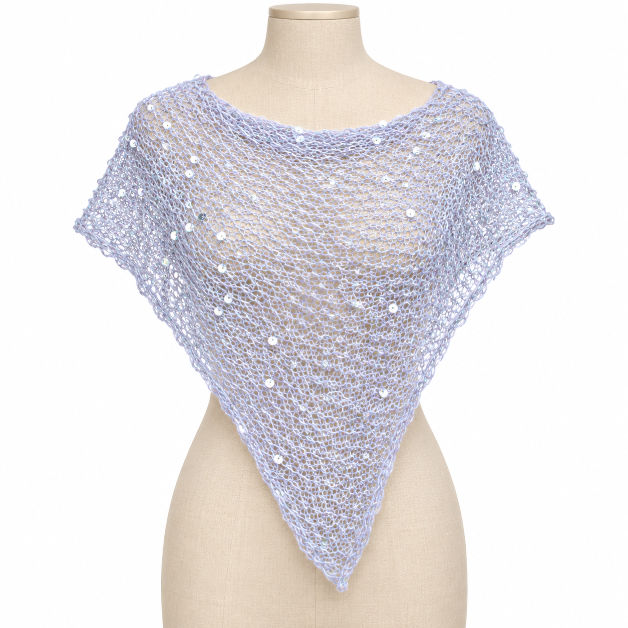 Lavender Sequin Sheer Knit Poncho Top (XS-XL)