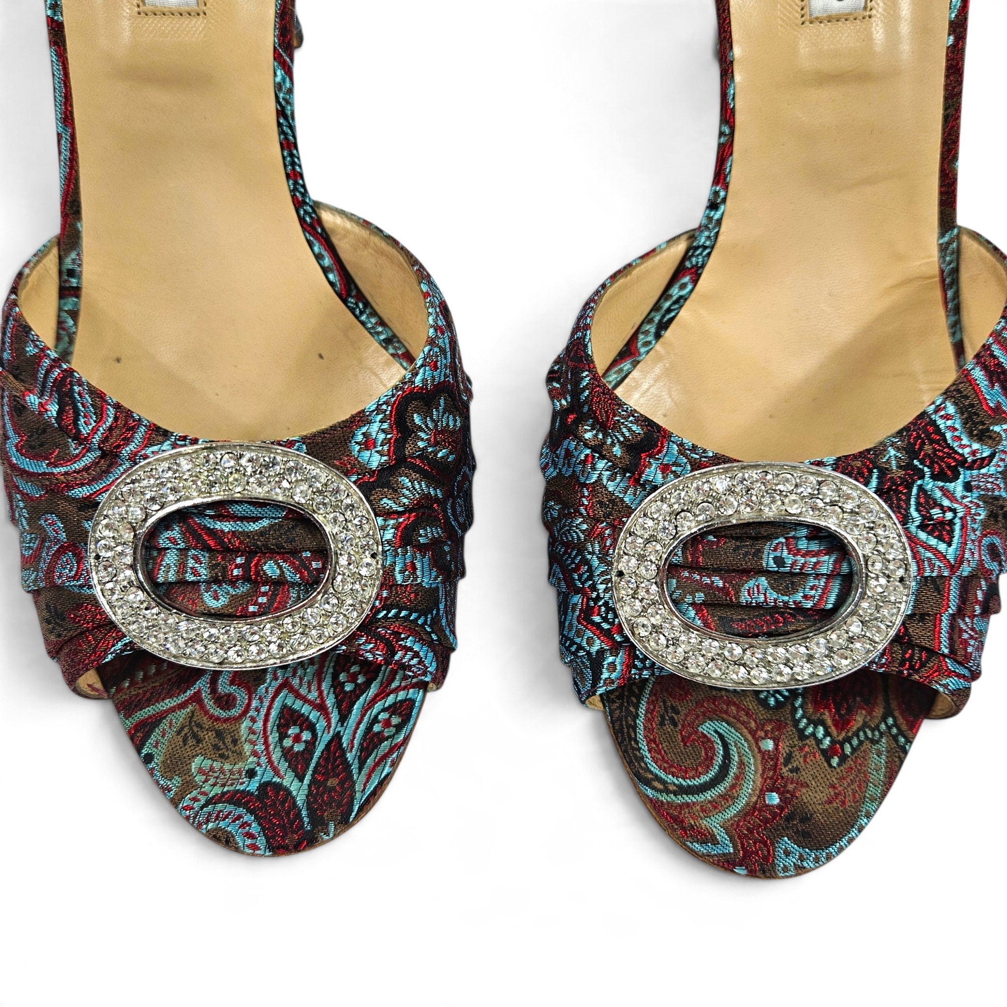 Y2k Manolo Blahnik Sedaraby Multicolor Paisley Jacquard d'Orsay Pumps (9.5)