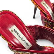 Vintage Manolo Blahnik Heels Beaded Snakeskin Sandal Mules (7)
