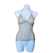Gold Beaded Mesh Tank (XS)