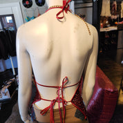 Burgundy Crochet Beaded Top (XS)