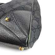 Vintage Gucci Jackie Canvas Monogram Bag Leather Trim Black