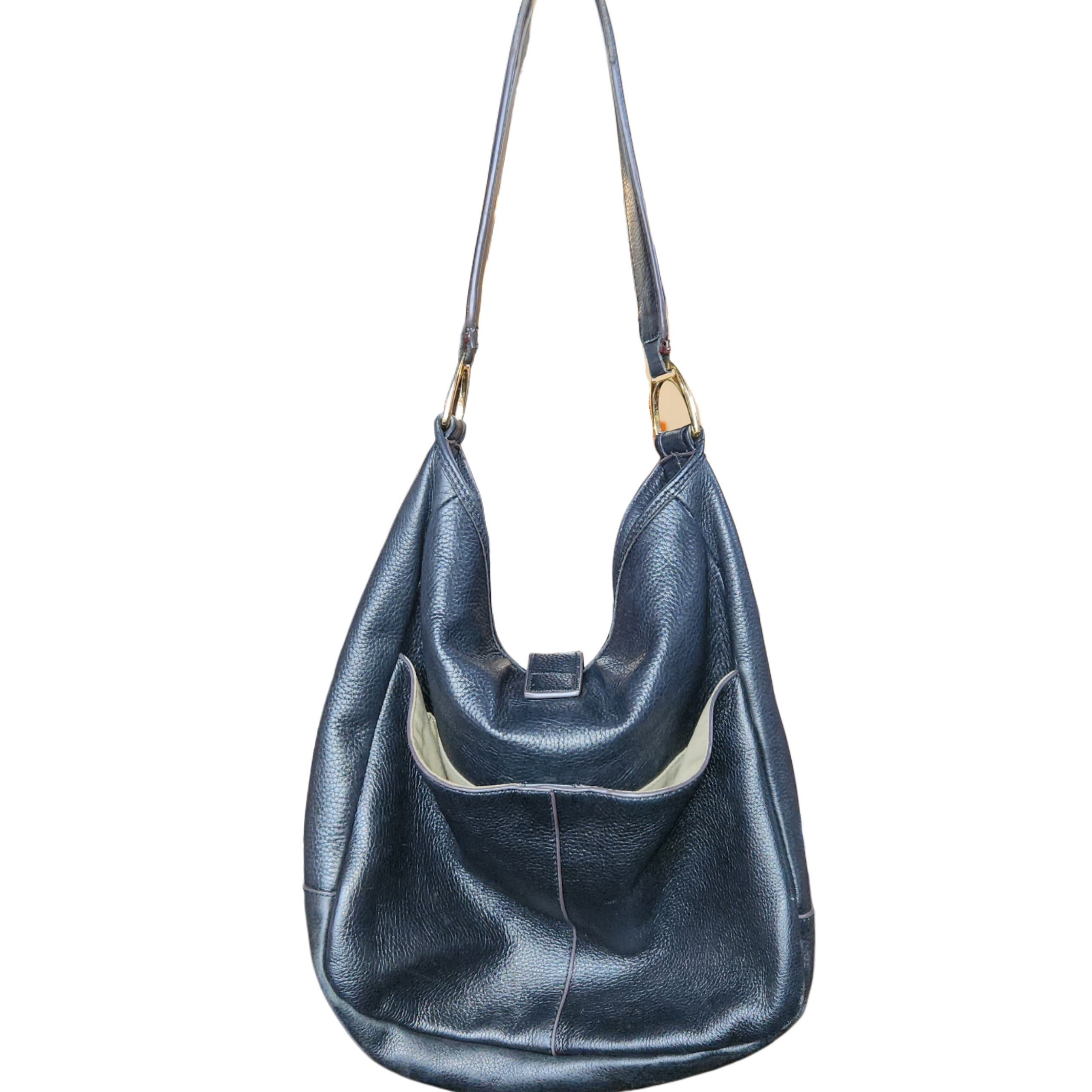 Black Leather Fringe Hobo Bag by G.I.L.I