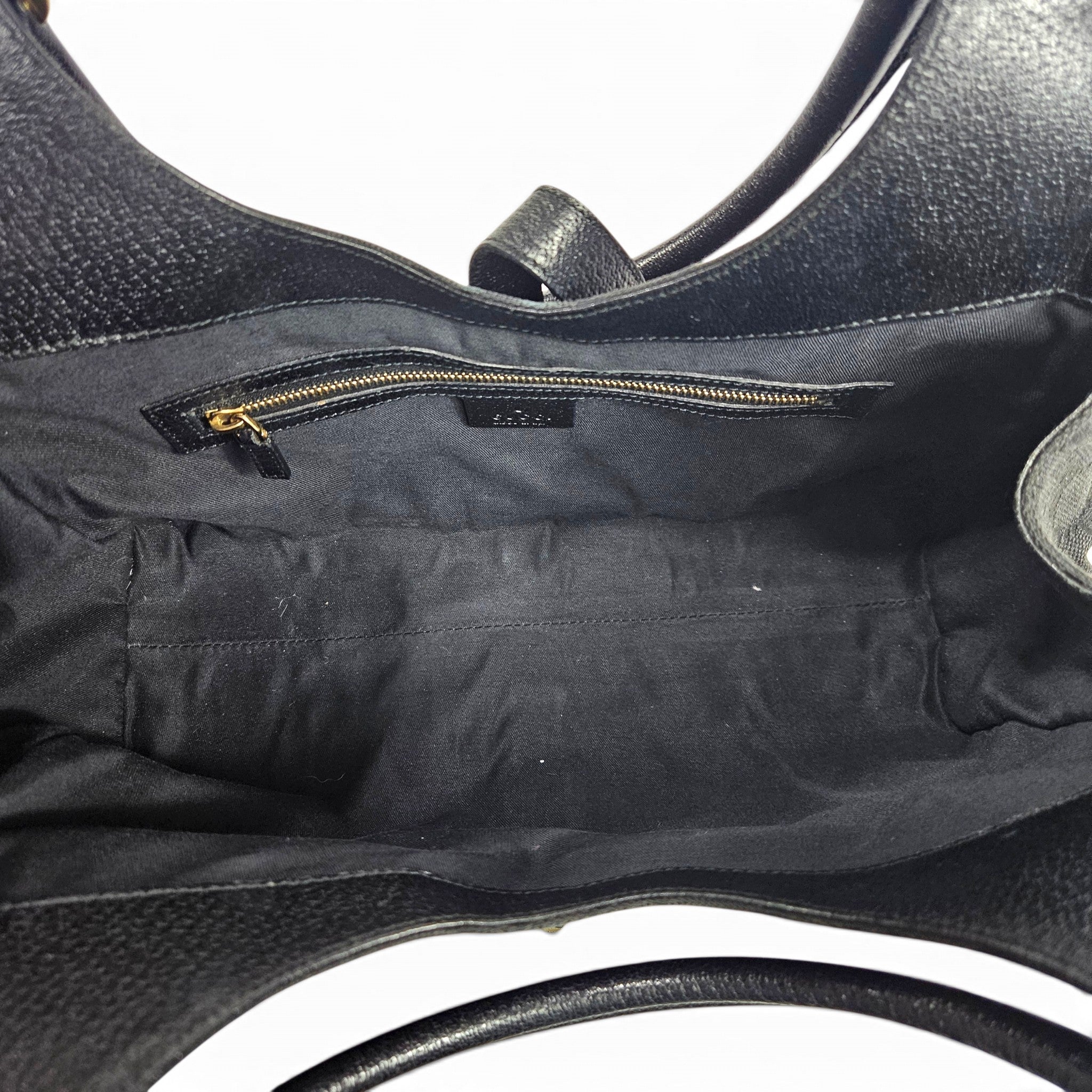 Vintage Gucci Jackie Canvas Monogram Bag Leather Trim Black