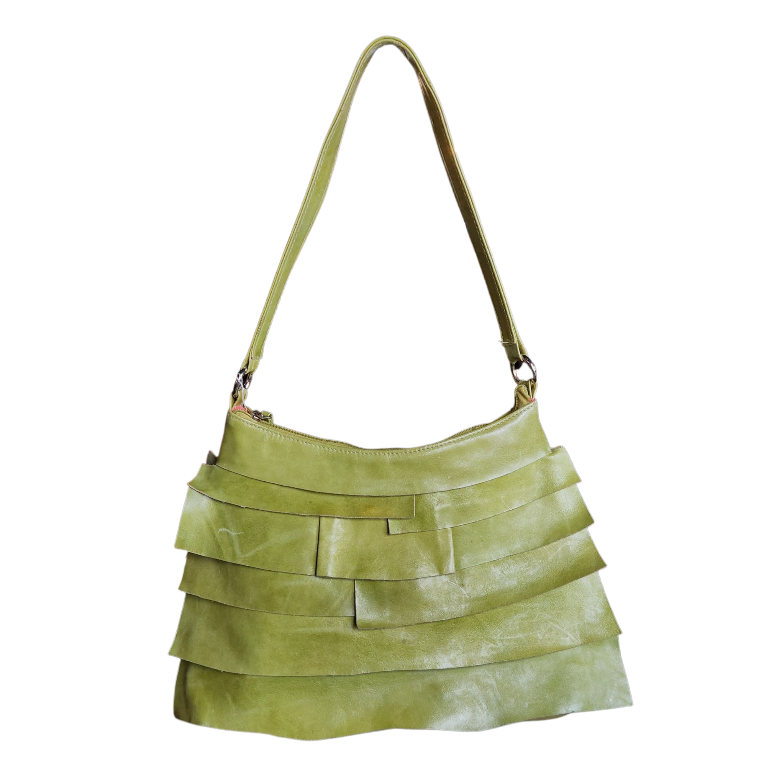 Slime Green Leather Ruffle Bag