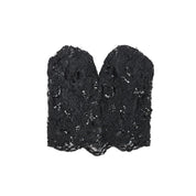Vintage Beaded Black Bustier Top (XS)