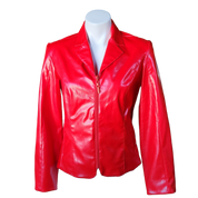 Glossy Red Zip-up Blazer (S)