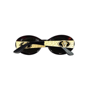 Vintage Gianni Versace Sunglasses Oval Tortoiseshell Gold Medusa
