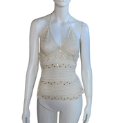 White Mesh Crochet Tank (S)